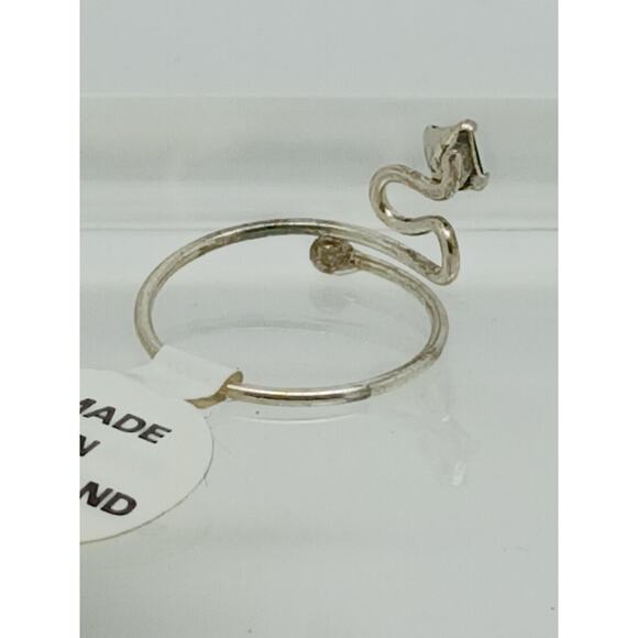 Swirly Emerald Green Crystal Rhinestone Toe Ring Adjustable Size Sterling Silver - Picture 5 of 8